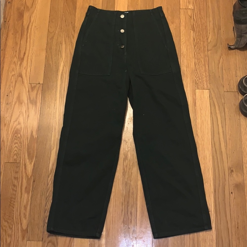 Green Uber High Waisted, Wide-leg Pants